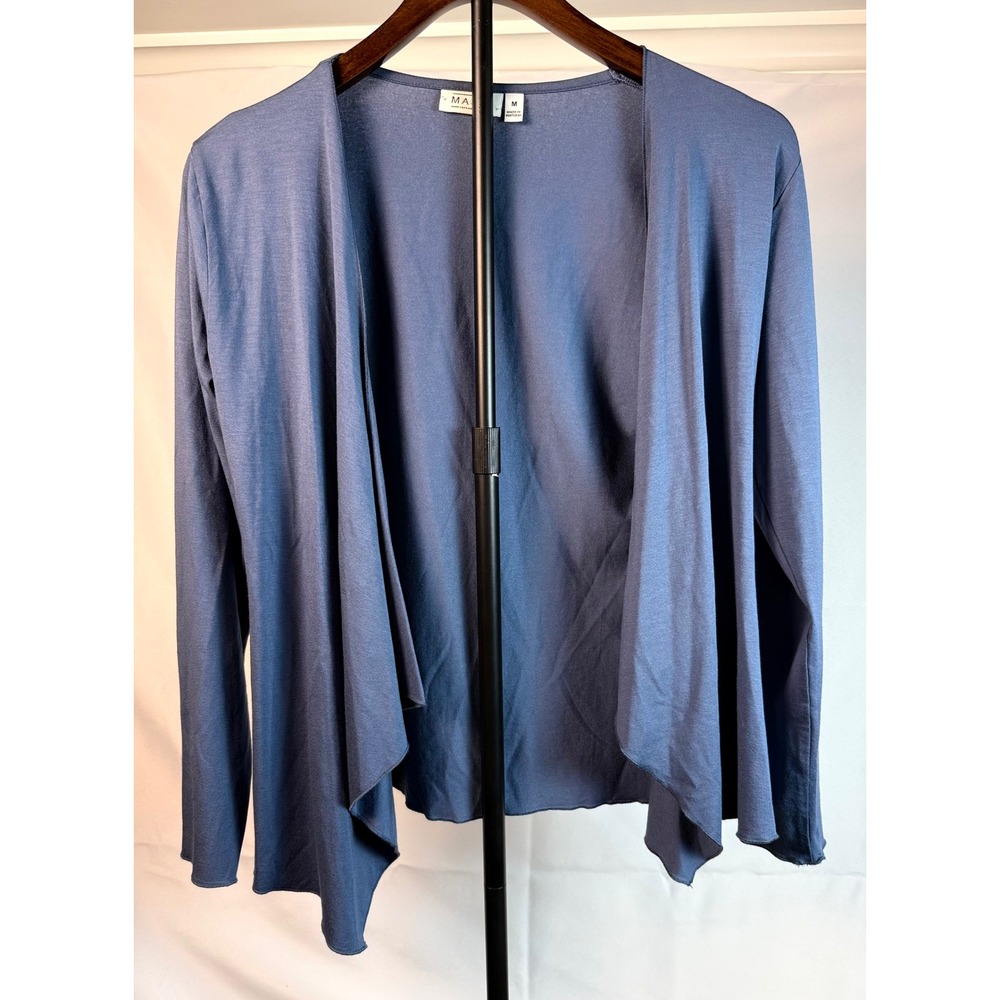 Masai Copenhagen Women M Slate Blue Drape Cardigan Scandi Lagenlook Quiet Luxury